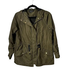 Miss Lili Women's Petite Green Hooded Lightweight Jacket PS Casual